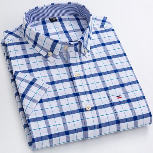 S~7xl Cotton Shirts for Men Short Sleeve Summer  Plus Size P