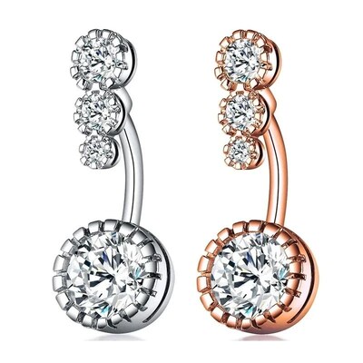 1PC Steel Belly Button Rings Crystal Piercing Navel Heart St