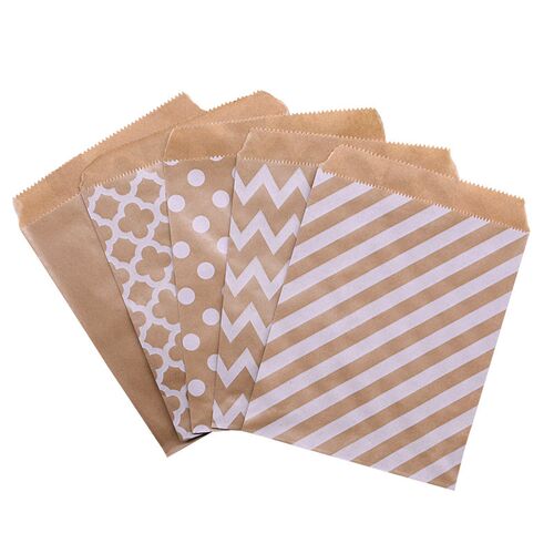 100pcs/pack Kraft Paper Bags Wave Dot Candy Biscuit Bag for