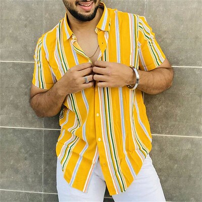 Hawaiian Shirts For Men Vintage Summer Shirt Striped Shirt S