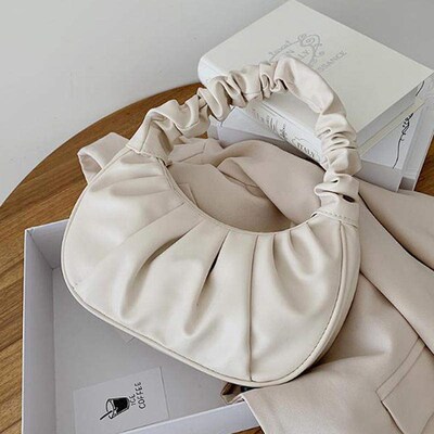 Summer Pleated Handlebags For Women PU Cloud Bags Leisure