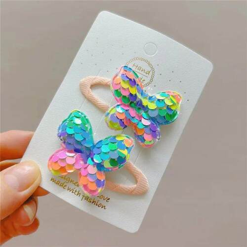 2PCS Princess Sequin Fish Scale Butterfly Cute Girls Hairpin