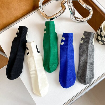 Spring and summer Korean trend letter C low top socks for m