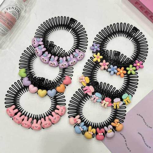 3Pcs Hair Comb Broken Headband Hair Clips Bunny Heart Cute