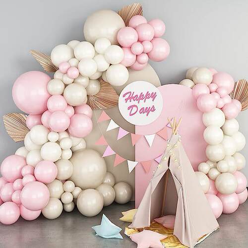 Pink Vintage White Balloon Garland Set Birthday Wedding