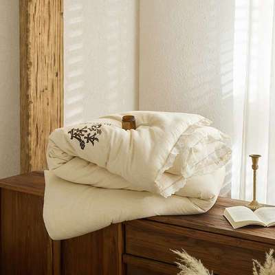 2025新款麻本纪—天然A类棉麻镂空花边舒适冬被被子被芯