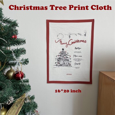 Christmas  Trees Print Cloth Door Banner Hanging Napkin