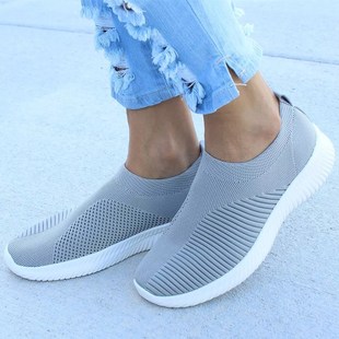 Women Flat Slip on White Shoes Woman Lightweight White Sneak