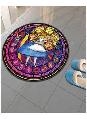 Cartoon Alice in Wonderland Circel Floor Rug Carpet Room Doo