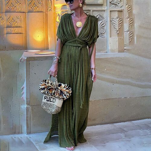 Sexy Strappy Off Shoulder Relaxed Beach Dress for Women 2025