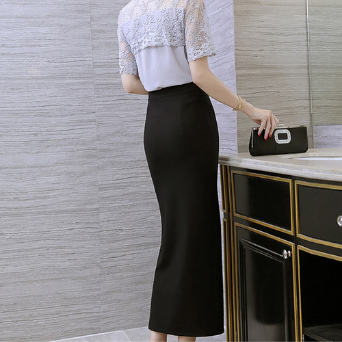 Womens High Waisted Elastic Red Bag Hip Skirt Step Skirt Clo