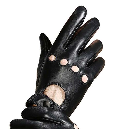 Touch Screen Leather Gloves Mens Winter Fleece-lined Warm R