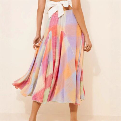 2025 Mori Pleated Mid-length lored Plaid Skirt