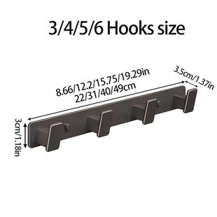 Coat Hook Wall Rack Hanger - Black Coat Rack with 5 Hooks Wa