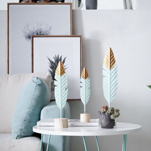 Modern Feather Wooden Decorations Simple Miniature Figurines