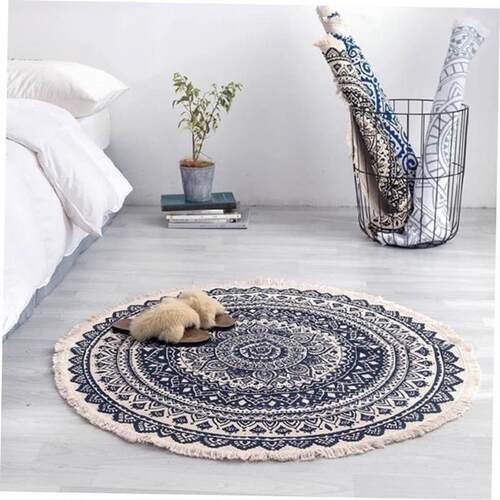 Morocco Round Carpet Bedroom Boho Tassel Rug Floor Mats