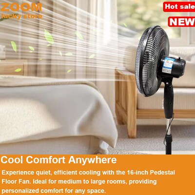 16 Pedestal Fan with Remote, Floor Fan Standing Fan Bedroom