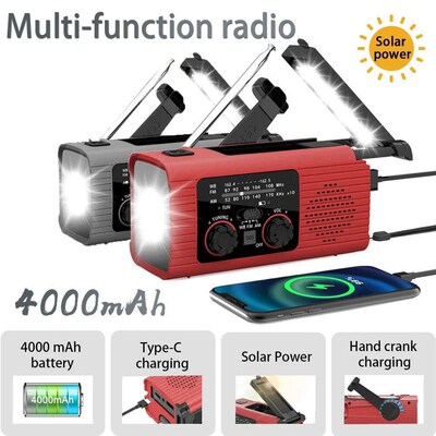 4000 mAh Portable Radio Outdoor Emergency Flashlight SOS Ala