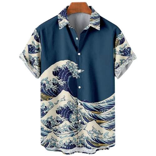 Mens Hawaiian Shirts 3D Printed Short Sleeves casual Lapel