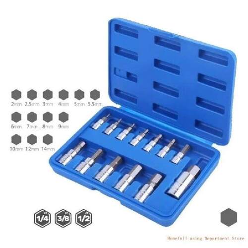 Allen Hexagon Bit Socket, 13Pcs Metric 2-14mm Allen Socket,