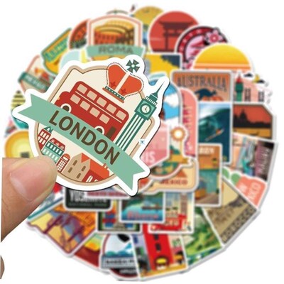 50PCS New Global Travel City Landscape Stickers Decal Vinyl