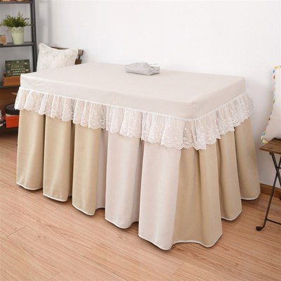 冬季防油防水素色拼接奶油保暖加绒纯色烤火罩电炉罩电取暖桌罩