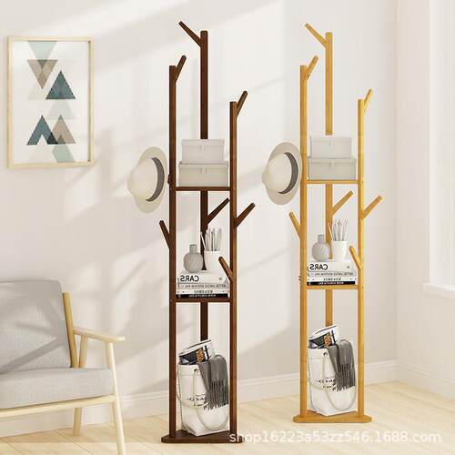 Floor-standing coat rack, clothes hanger with storage stand