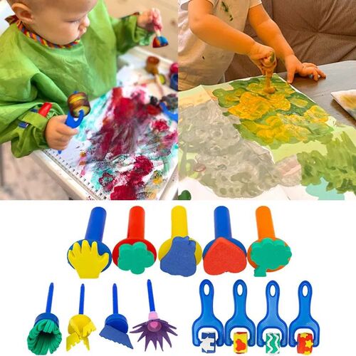 Kids Toddler Sponge Stamp Brush Kits Flower Drawing Toys for