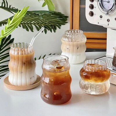 Glass Drinkware Cold Coffee Cups Latte Coffee Glass Iced Jui