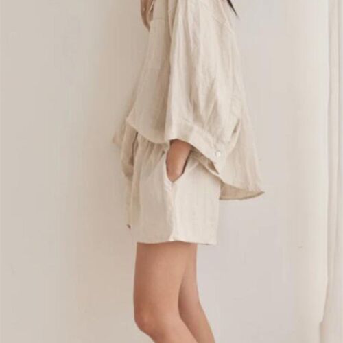 Msfancy Two Piece Set Women 2022 Cotton Shorts Sets Vintage