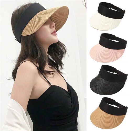 Summer Empty Top Suncap Portable Foldable Magic Tape Roll-up