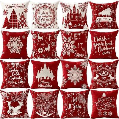 2025 New Year Christmas cushion cover Linen pillow covers Ho
