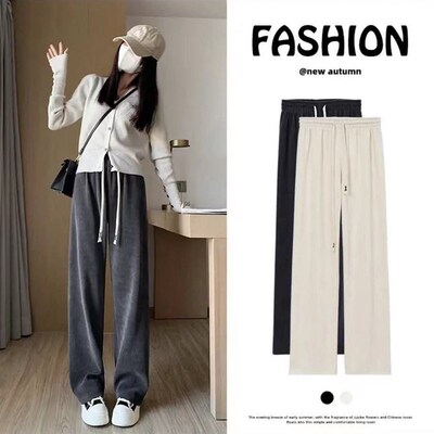 Spring New High-end Dipped Velvet Wide-leg Pants Womens Loo