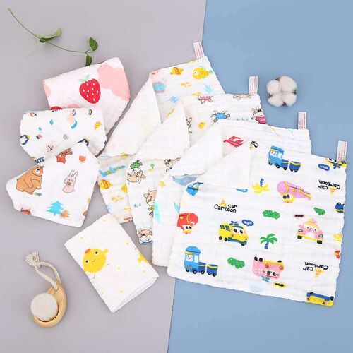 Cotton High Density Small Square Towel 6-Layer Folded Handke