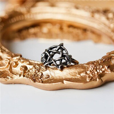 Gothic Pentagram Vines Ring Vintage Knuckle Finger Rings for
