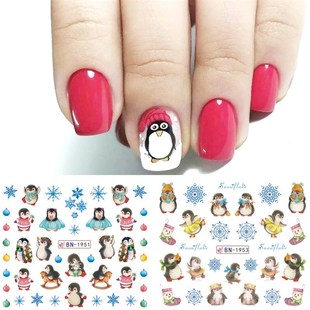 12pcs Cute Christmas Nail Stickers Cartoon Animal Design Pen