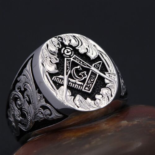 Masonic Signet Hand Engraved Master Mason Symbol G Templar F
