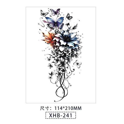 Colorful forearm tattoo sticker, single black simulated half