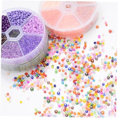 2-3mm Glass Seed Beads Box Set DIY Bracelet Necklace Rainbow