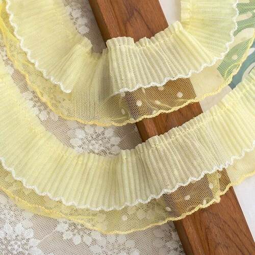 1 yard color double-layer pleated polka dot lace mesh lace w
