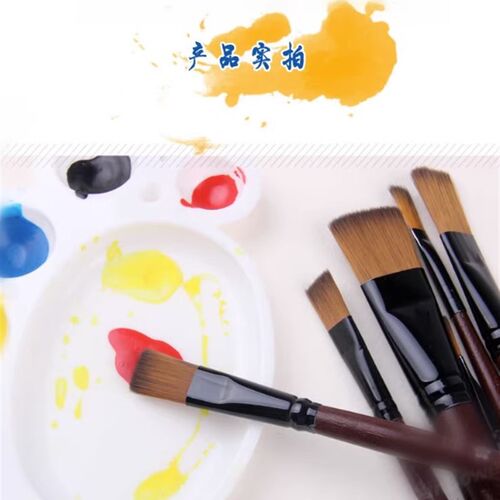 New 6 Brown Tip Nylon Paint Brushes For Art Artist Supplies
