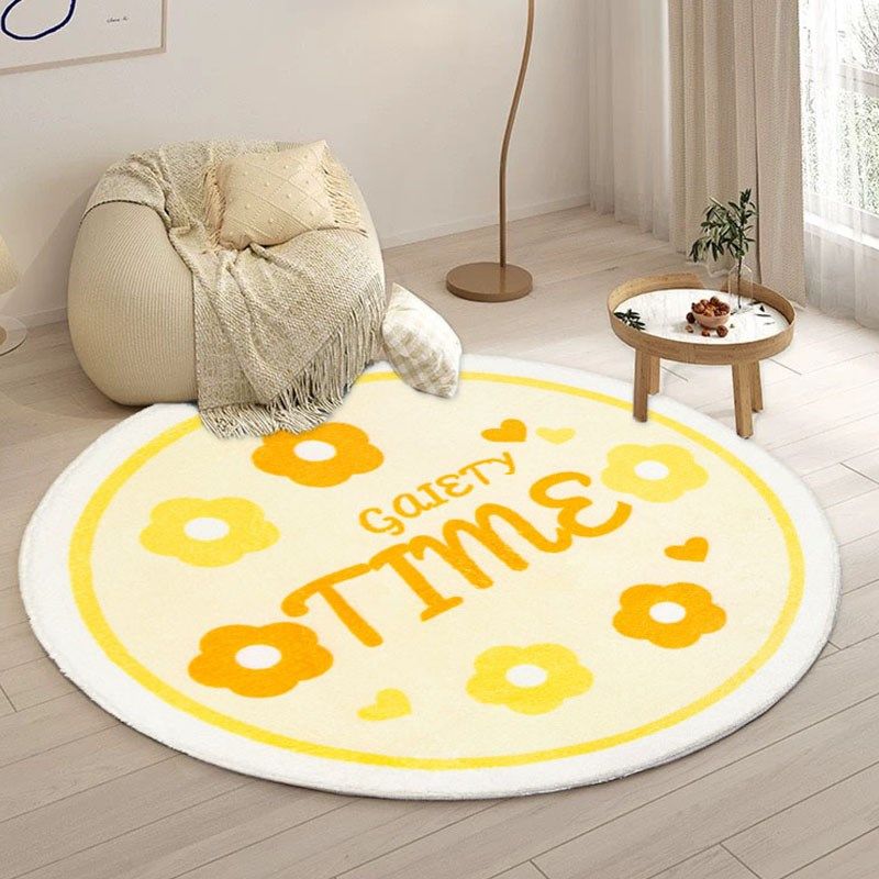 圆形床边毯卧室长条小花床边毯家用少女可爱房间沙发地垫防滑耐脏,居家布艺,床边毯,淘宝优惠券,粉丝福利购,淘宝优惠卷