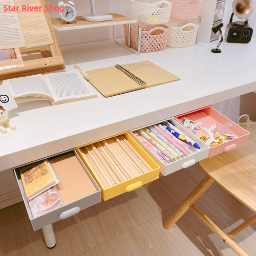 Plastic Drawer Hidden Storage Box Organizer Under-desk Drawe
