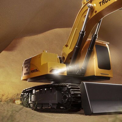 Alloy Remote Control Excavator Toy Car with Lights Sound Eff