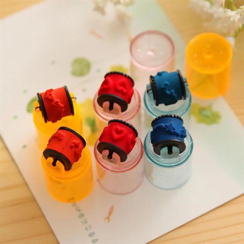 6pcs Baby Colorful Ink Pad Stamp Seal Preschool Funny Toy Le - 实物图