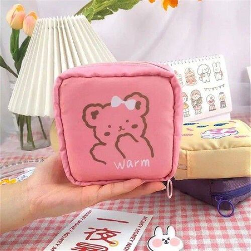 Women Kawaii Storage Bag Mini Cosmetic Bag Sanitary Napkins