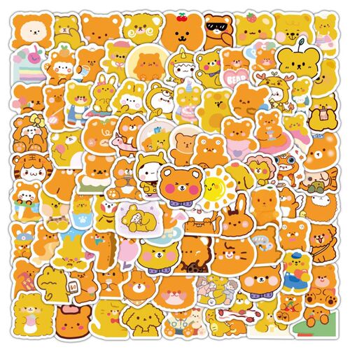 New100 kinds of Korean bear kawaii drink stickers waterproof
