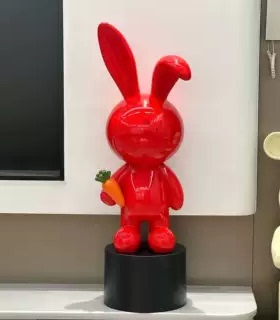 红色兔子树脂摆件可爱客厅装饰