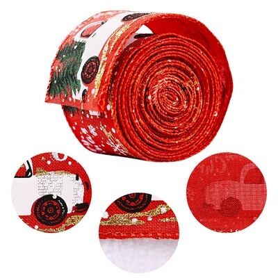 Christmas Ribbon Printed Burlap Ribbons For Gift Wrapping
