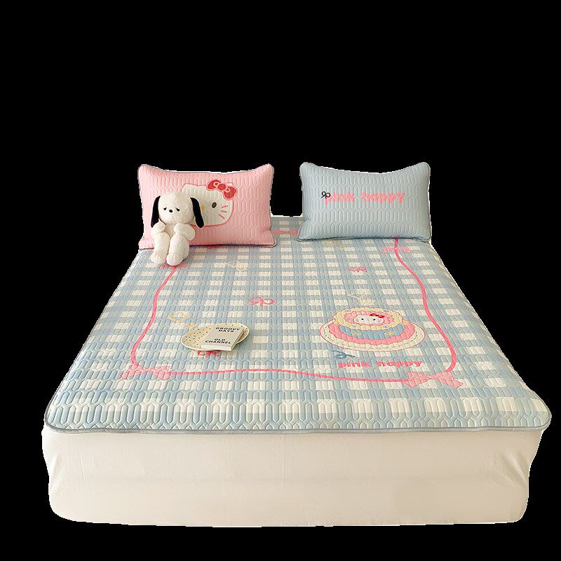 奶油蛋糕花猫凉感裸睡乳胶凉席三件少女空调软席养生凉席可机洗,床上用品,乳胶席,淘宝优惠券,粉丝福利购,淘宝优惠卷